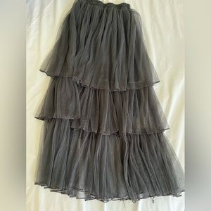Layered Ruffles Mesh Long Tiered Skirt size s